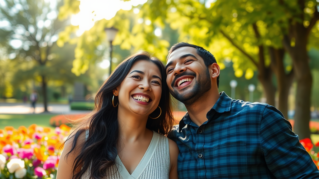 happy couple laughing